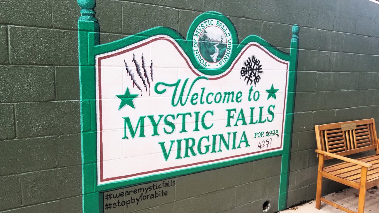 Mystic Falls sign in The Alley