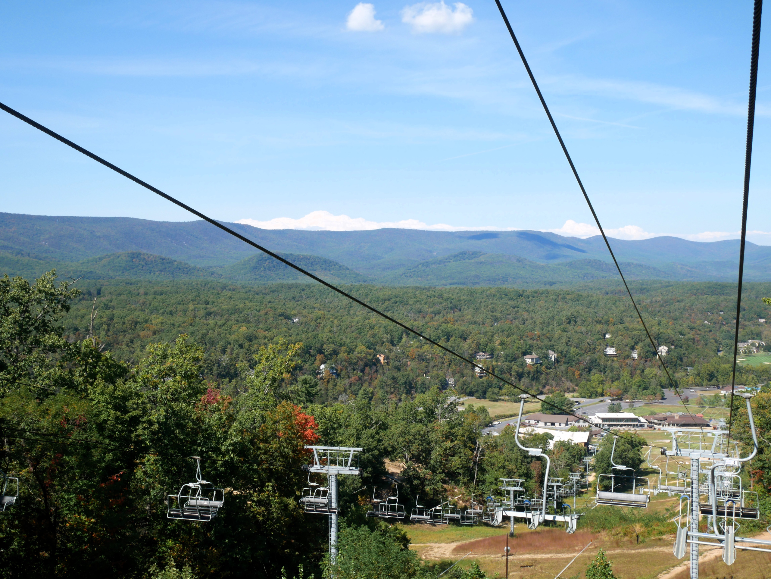 Bryce Resort, Bayse, VA with mountains in the distance and ski slopes in the foreground